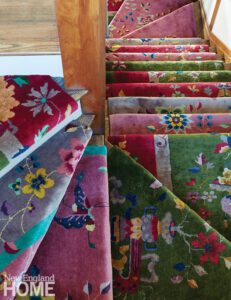 Stairs with a colorful stair runner