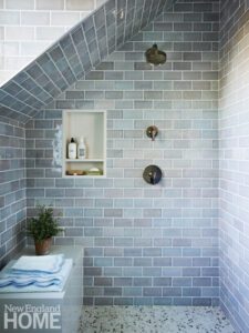 Steam shower with gray tile