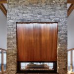 Stone and copper fireplace