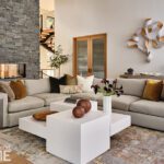 Contemporary seating area with neutral furnishings