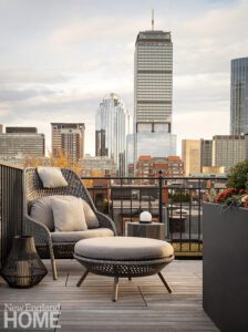 Deck with a view of the city of Boston