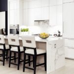 Contemporary kitchen with a waterfall island