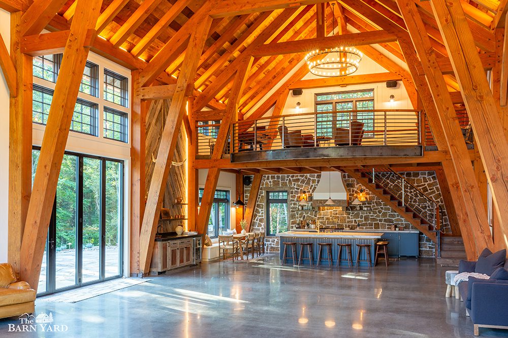 large timber frame party barn 