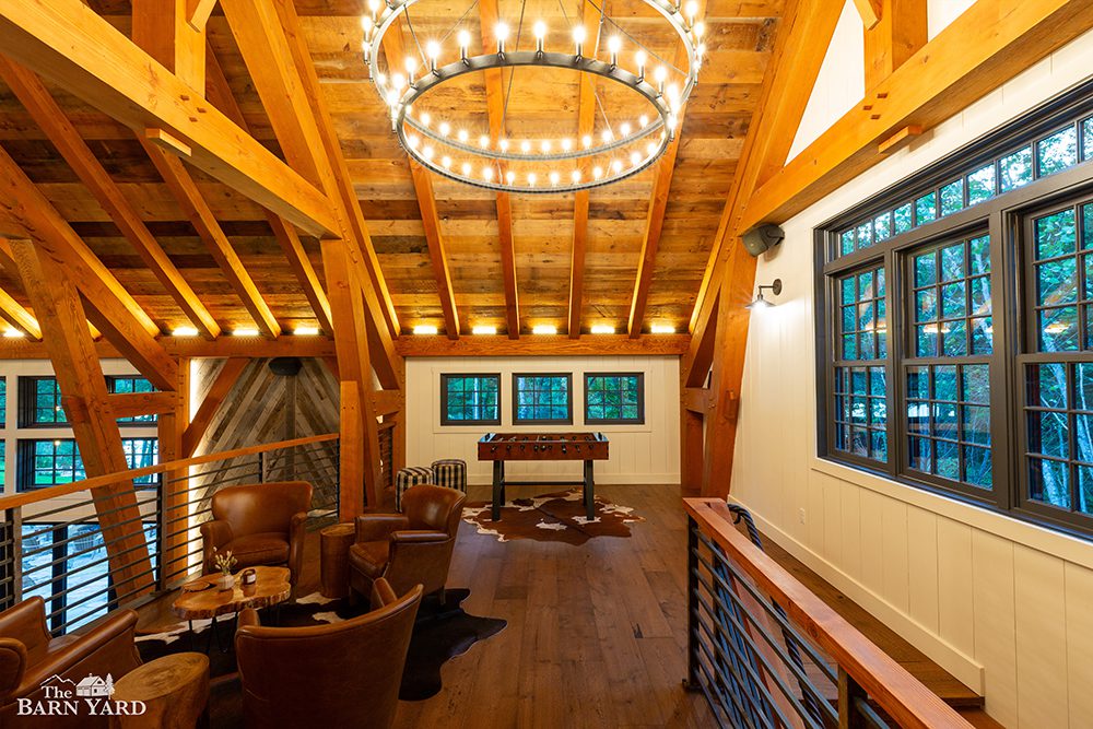 Second floor loft in a luxury party barn . 