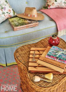Rattan table with books