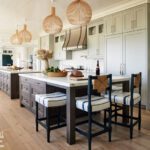 Large kitchen with two islands and gray cabinets
