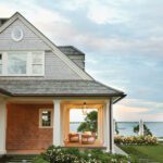 Exterior porch in a Shingle style home