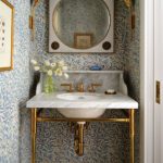 Powder room with William Morris wallpaper