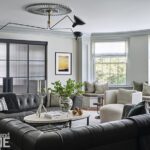 Contemporary style living room in a historic Boston home