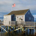 Exterior shingled Nantucket boathouse