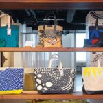 Canvas totes with hand-painted designs