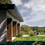 Side porch in a Midcentury modern home with