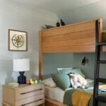 Children's bedroom with wooden bunk beds