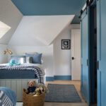 Children's bedroom with a bright blue accents