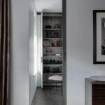 View into an elegant custom closet.