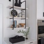 Black and white shelving unit