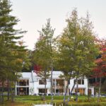 Twilight image of a contemporary Maine home