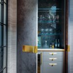 Bar with suede custom doors