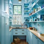 Pantry in a historic home painted Benjamin Moore Windy Sky.