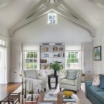 Family room with a vaulted ceiling