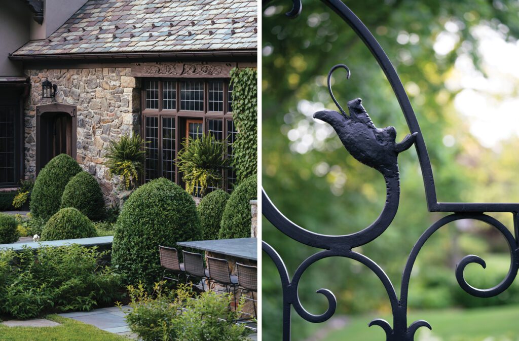 Two images from an elegant garden