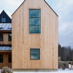 Scandinavian style exterior with peaked roof