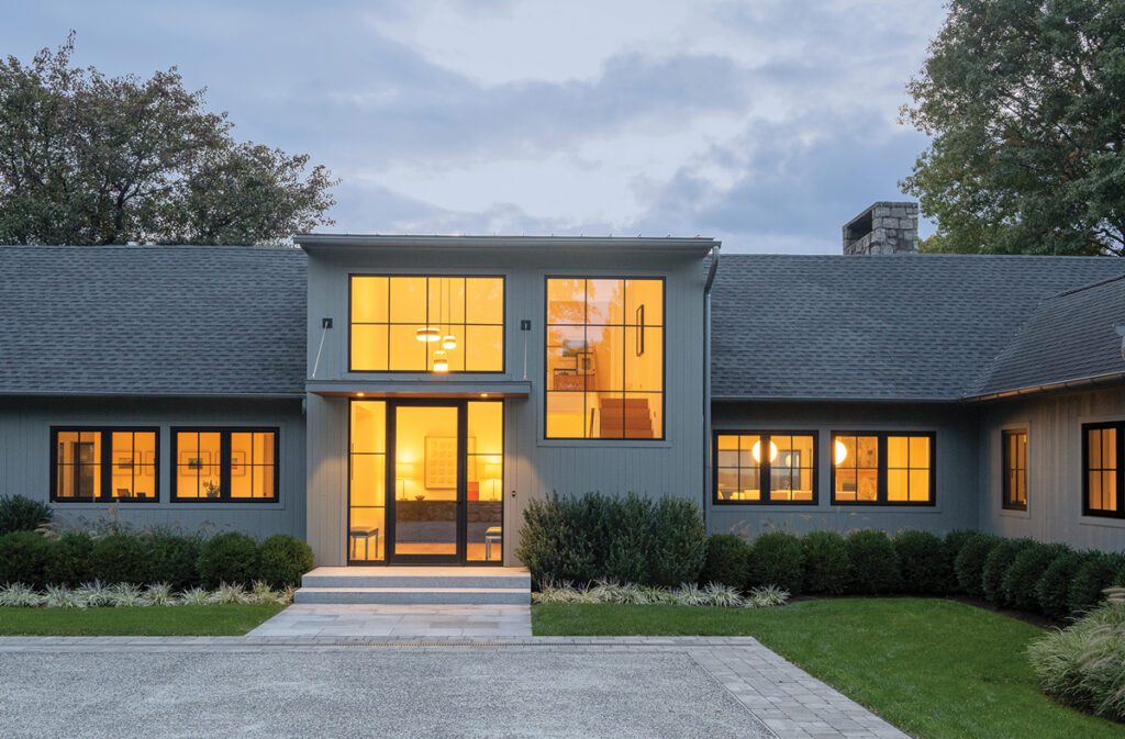 Modern home at twilight