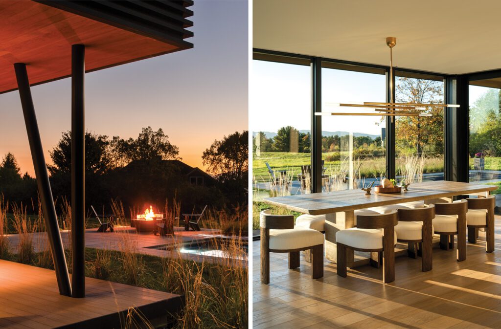 Two images from a contemporary Lake Champlain home