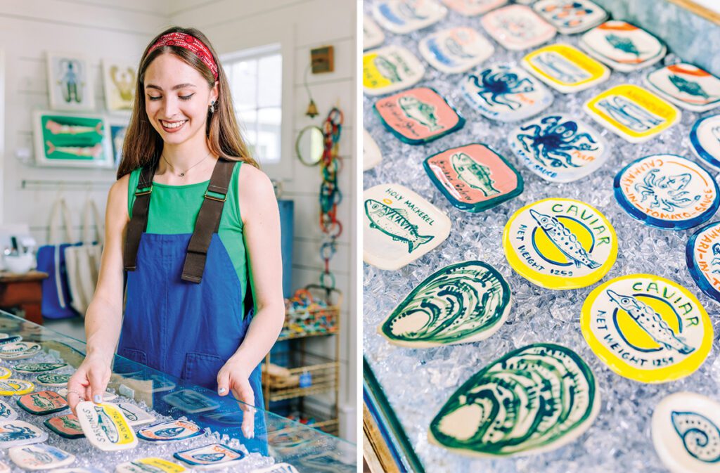 Ceramic artist Gabrielle Jolie with some of her works.